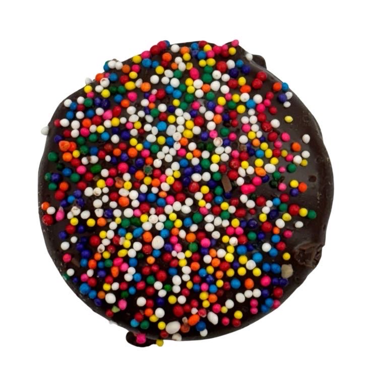 Dark Chocolate Rainbow Nonpareil Oreos