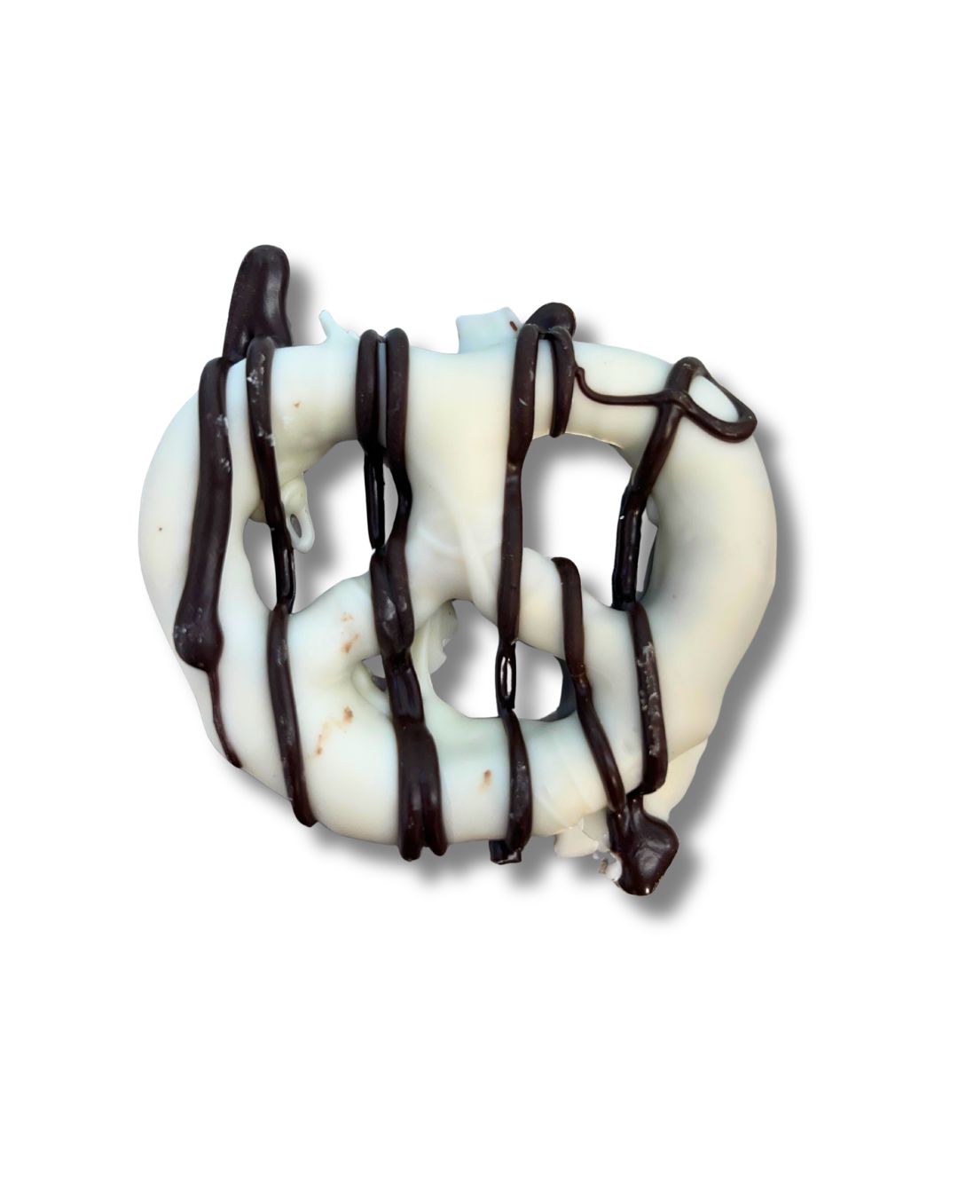 White chocolate pretzel with drizzle