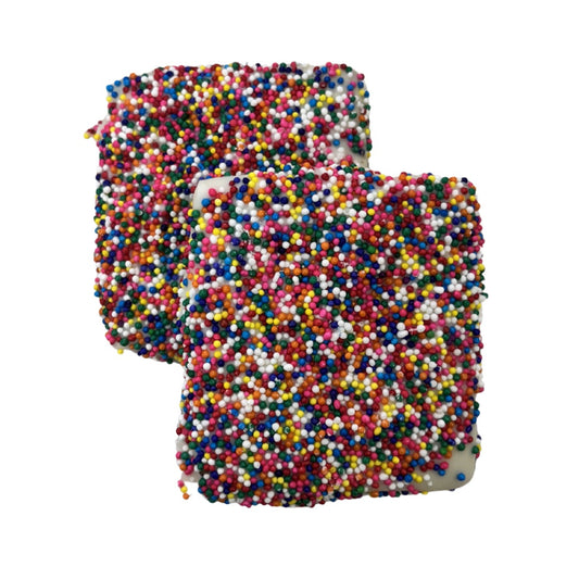White Chocolate Rainbow Non Pareils Graham Crackers