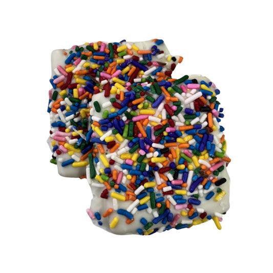 White Chocolate Rainbow Sprinkle Graham Crackers
