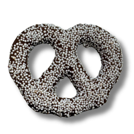 Milk Chocolate White Nonpareil Pretzels